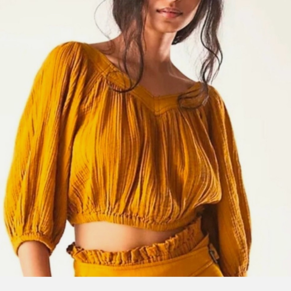 Free People Lou Lou Gauze Crop Blouse